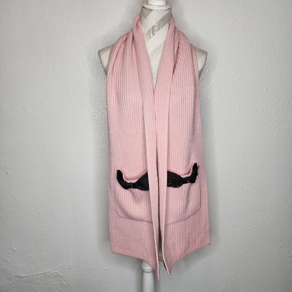 Kate spade Bow Pockets Warm Pink and Black Large Scarf - Picture 2 of 5
